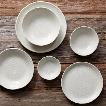 Bowl 15.5cm White Spiral Glaze - Image 5