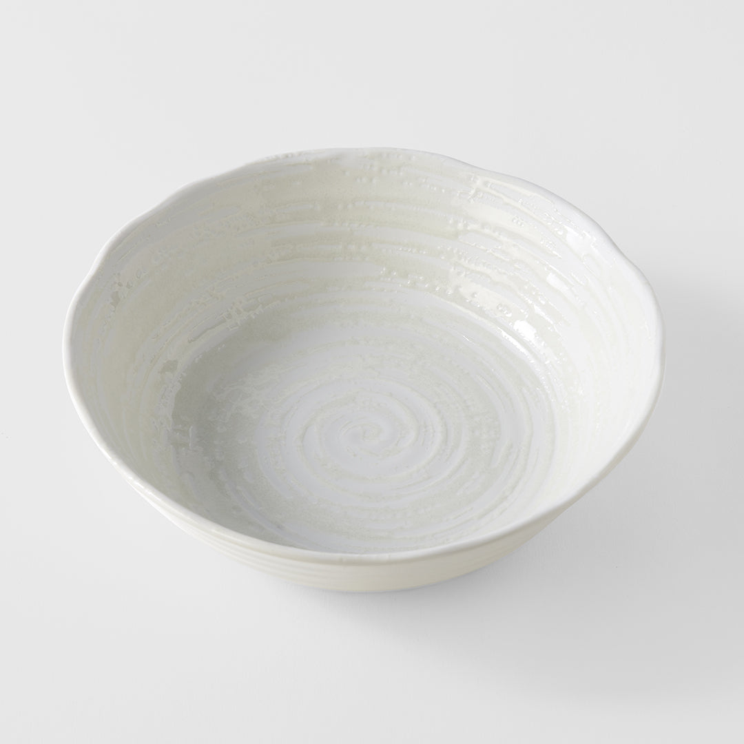 Bowl 21.5cm White Spiral Glaze - Image 4