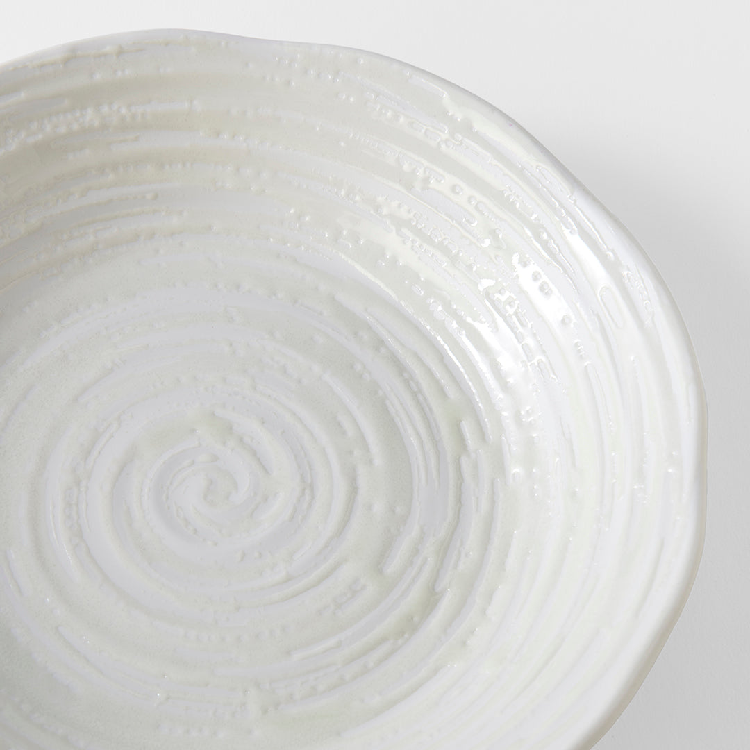 Bowl 23.5cm White Spiral Glaze - Image 2
