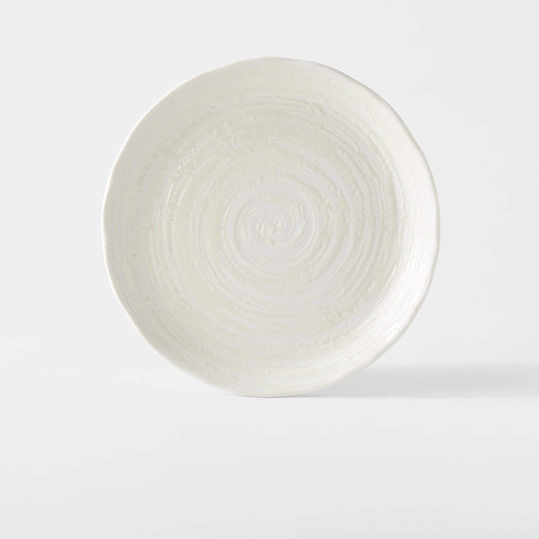 Dinner Plate 24.5cm White Spiral Glaze - Image 2