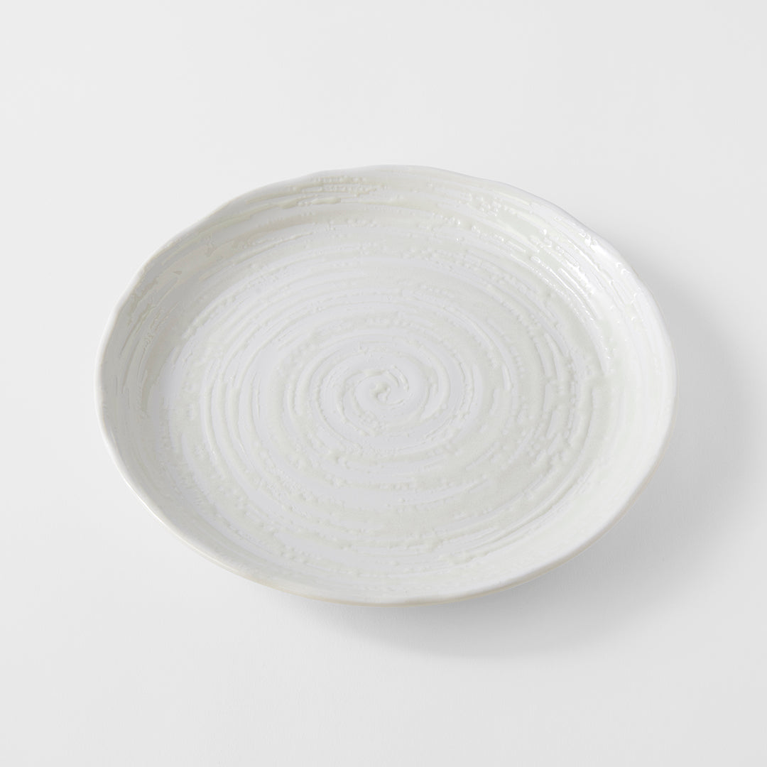 Dinner Plate 24.5cm White Spiral Glaze - Image 3