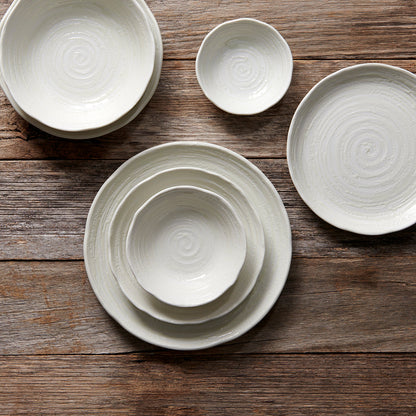 Dinner Plate 24.5cm White Spiral Glaze - Image 4