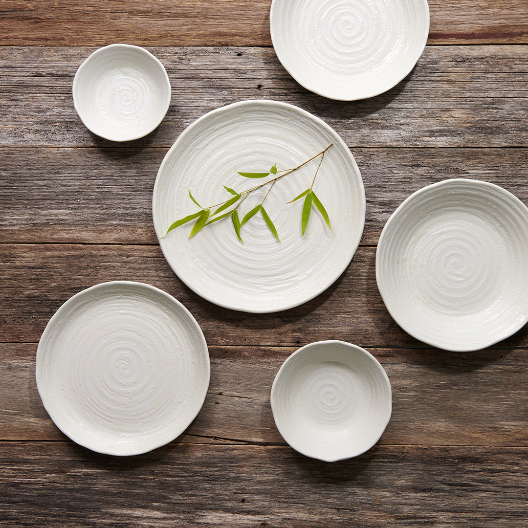 Dinner Plate 29.5cm White Spiral Glaze - Image 3