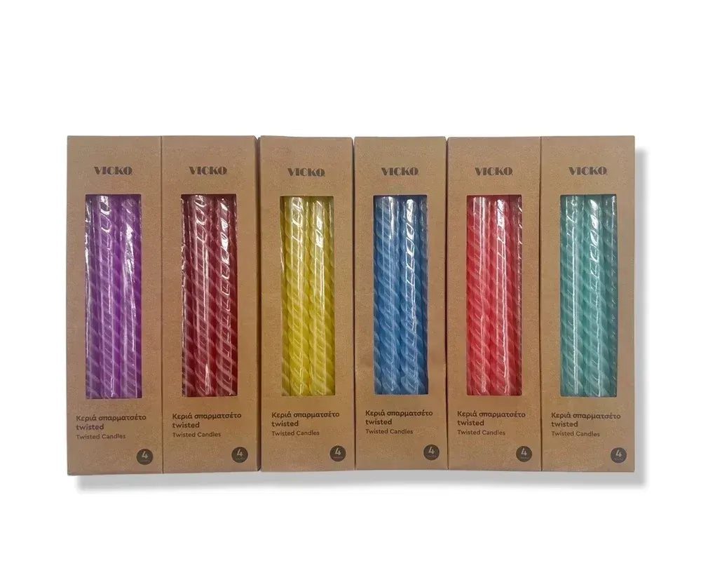 bulk 96 Spiral Dinner Candle Assort 25cm
