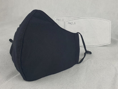NEW Cotton Cloth Face Mask w 2 Filters Reusable Washable Adjustable 3Ply Black - Image 2