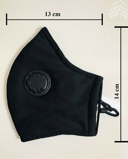 Face Mask Reusable Cotton Cloth Fabric w 2 Pm2.5 Perfect Fit Adjustable Black - Image 3