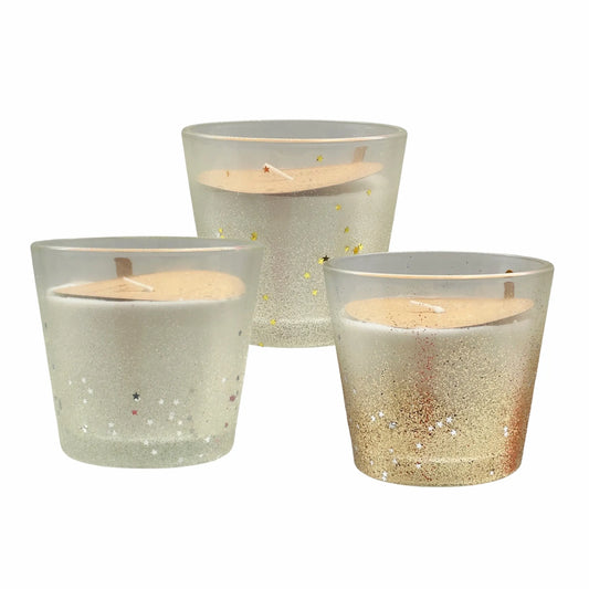 bulk 24 Glitter Splash Scented Jar Candle 9cm