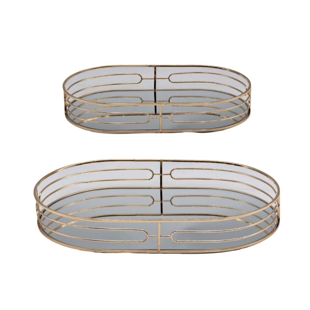 Oval Mirror Tray Oval Champagne Gold 40cm