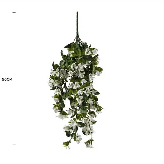 Hanging White Artificial Bougainvillea Plant UV Resistant 90cm