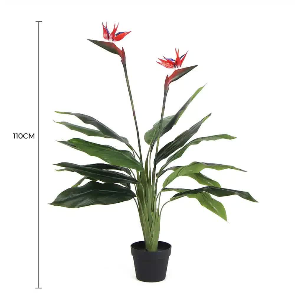 Artificial Bird of Paradise Plant 110cm (Red Flowers) - Image 2