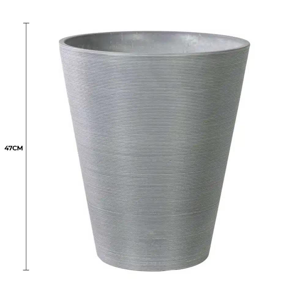 Decorative Textured Round Grey Planter 47cm - Image 2