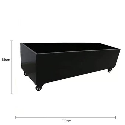 Black Metal Planter Medium + Wheels - Image 2