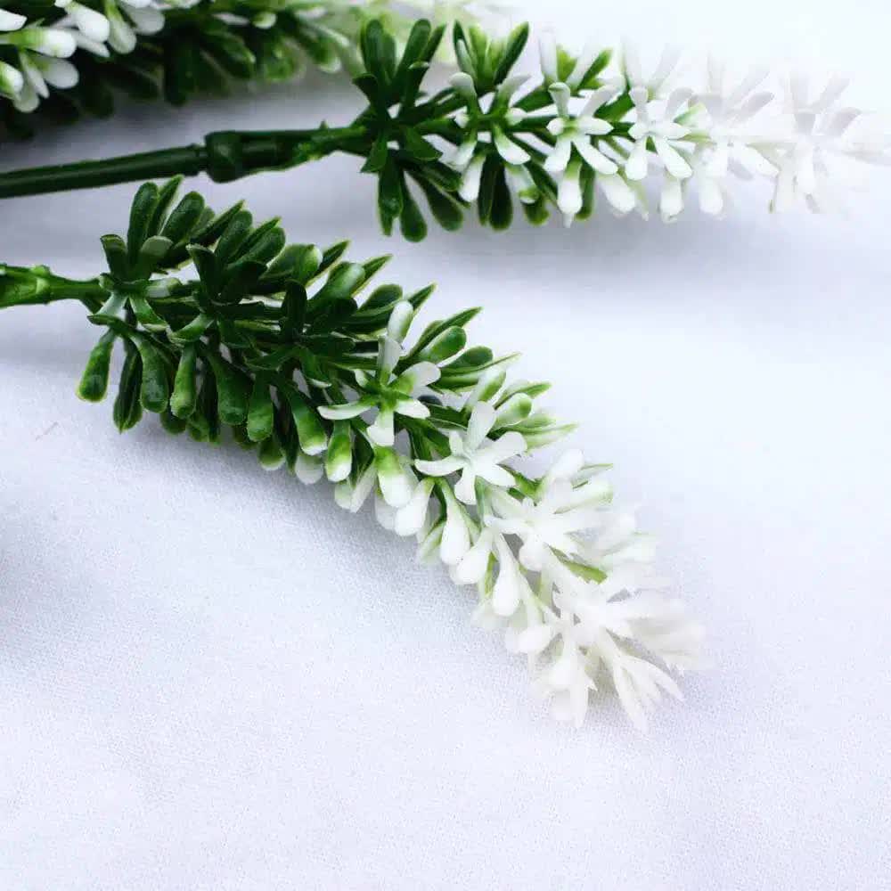 Small White Artificial Lavender Stem UV Resistant 26cm - Image 3