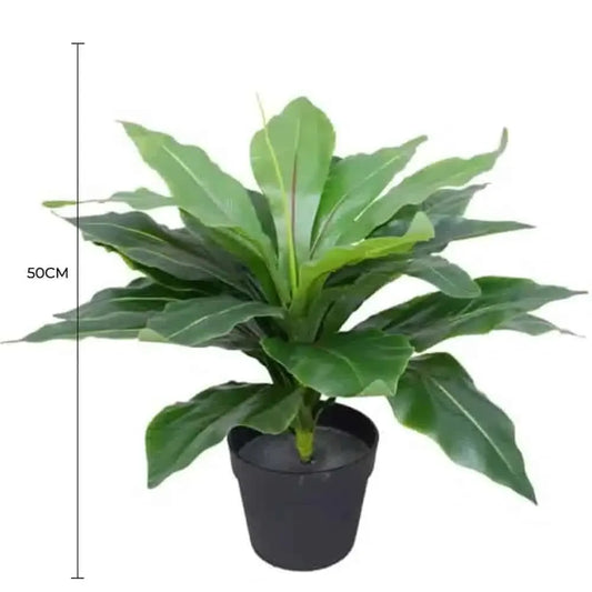 Artificial Potted Wide Leaf Birds Nest Fern 50cm - Image 2