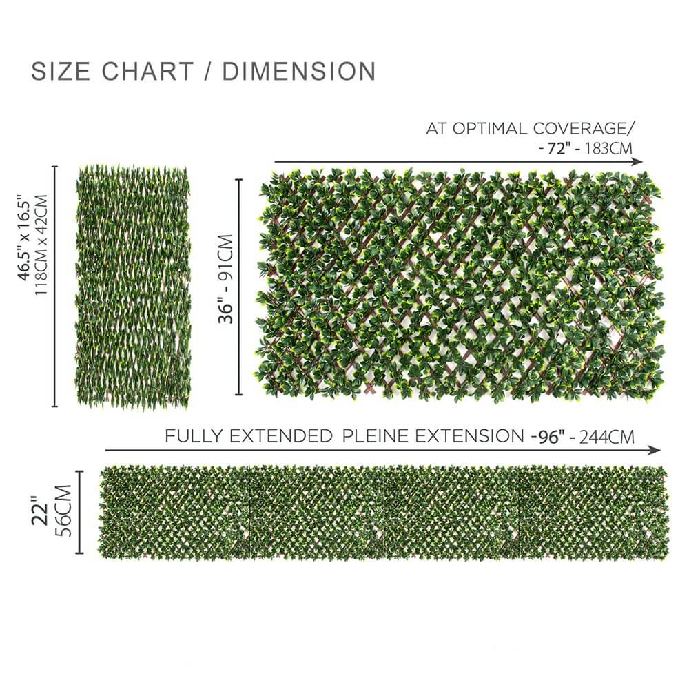 Premium Jasmine Artificial Hedge Extendable Trellis / Screen 2 Meter By 1 Meter UV Resistant (PVC) - Image 3