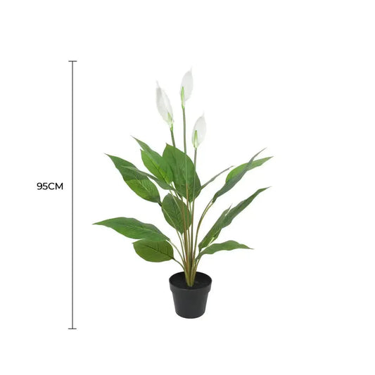 Artificial Flowering White Peace Lily / Calla Lily 95cm - Image 2