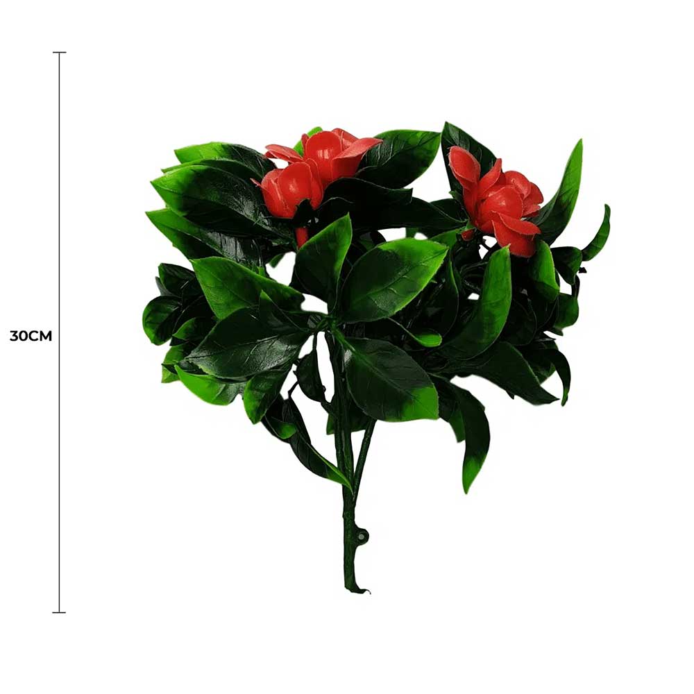 Flowering Red Rose Stem UV Resistant 30cm - Image 2