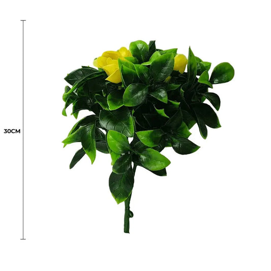 Flowering Yellow Rose Stem UV Resistant 30cm - Image 2