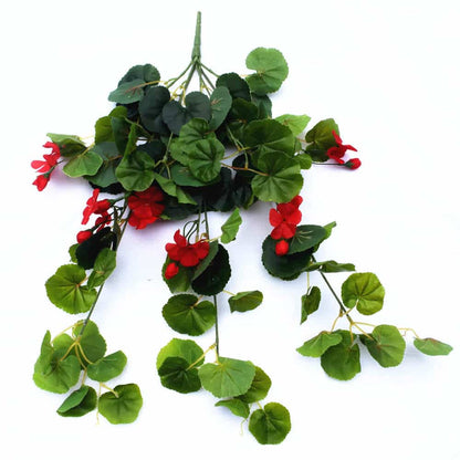Artificial Geranium Hanging Bush with Red Flowers 60cm - Image 3