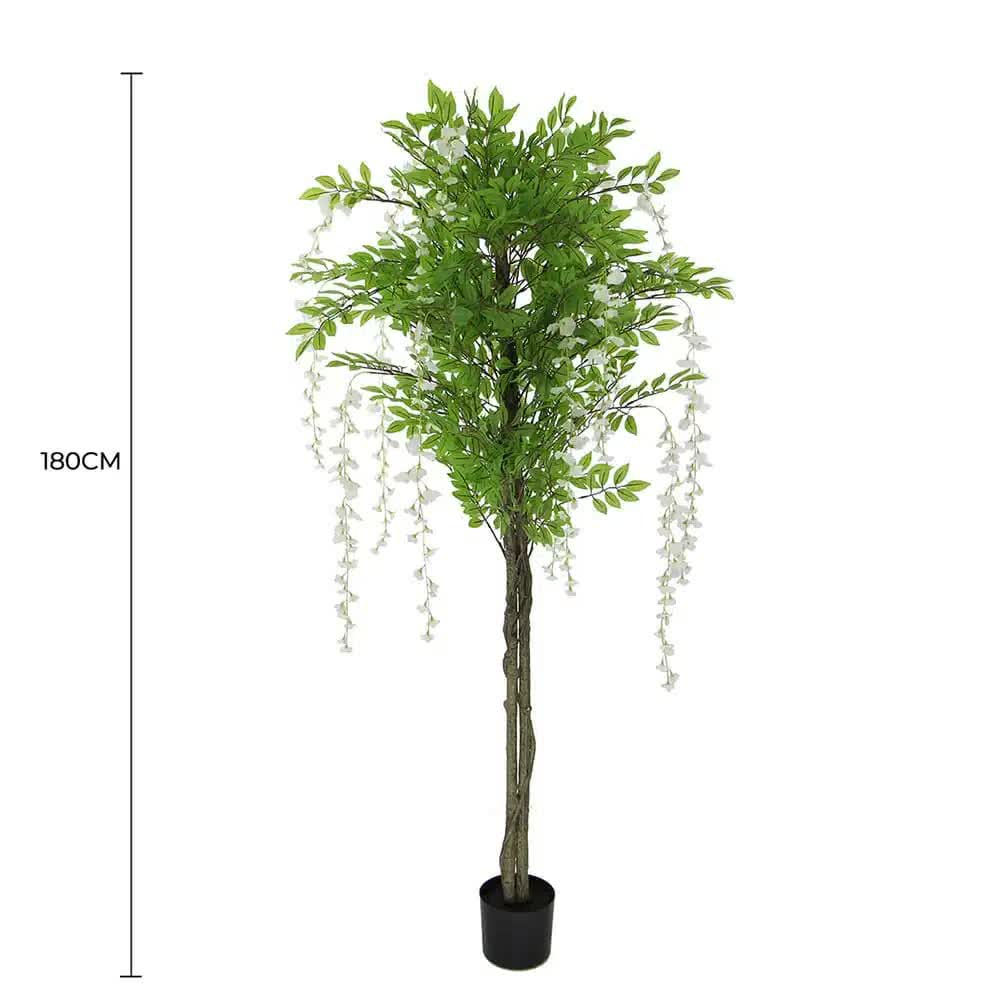 Flowering Artificial Wisteria with White Flowers 180cm - Image 2