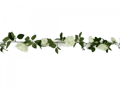 Flowering White Artificial Rose Garland 190cm - Image 3