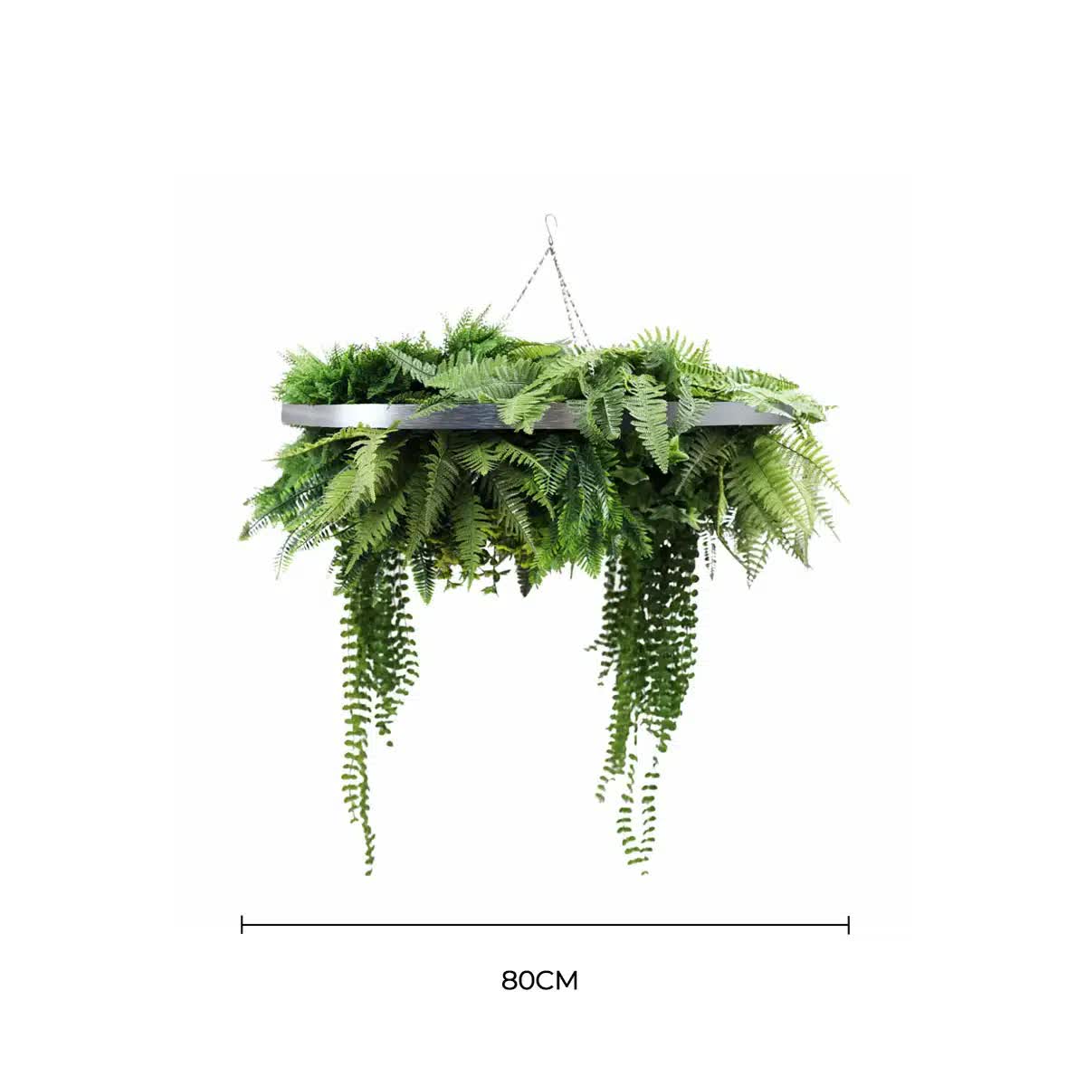 Silver Artificial Hanging Green Wall Disc 80cm UV Resistant Foliage - Image 2