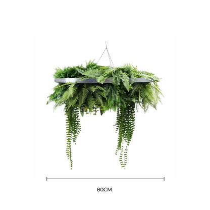 Silver Artificial Hanging Green Wall Disc 80cm UV Resistant Foliage - Image 2