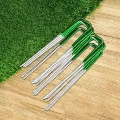 Artificial Grass Roll Pegs / Fake Grass Galvanized Metal Pegs with Green Top 10 Pieces - Image 2