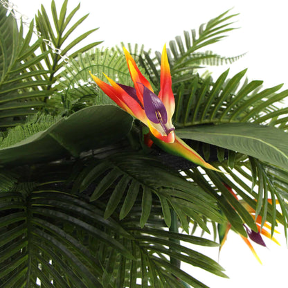 Artificial Hanging Plant Arrangement With Tropical Flowers in a Rectangular Arrangement 100cm x 30cm Mesh + Foliage - Image 3
