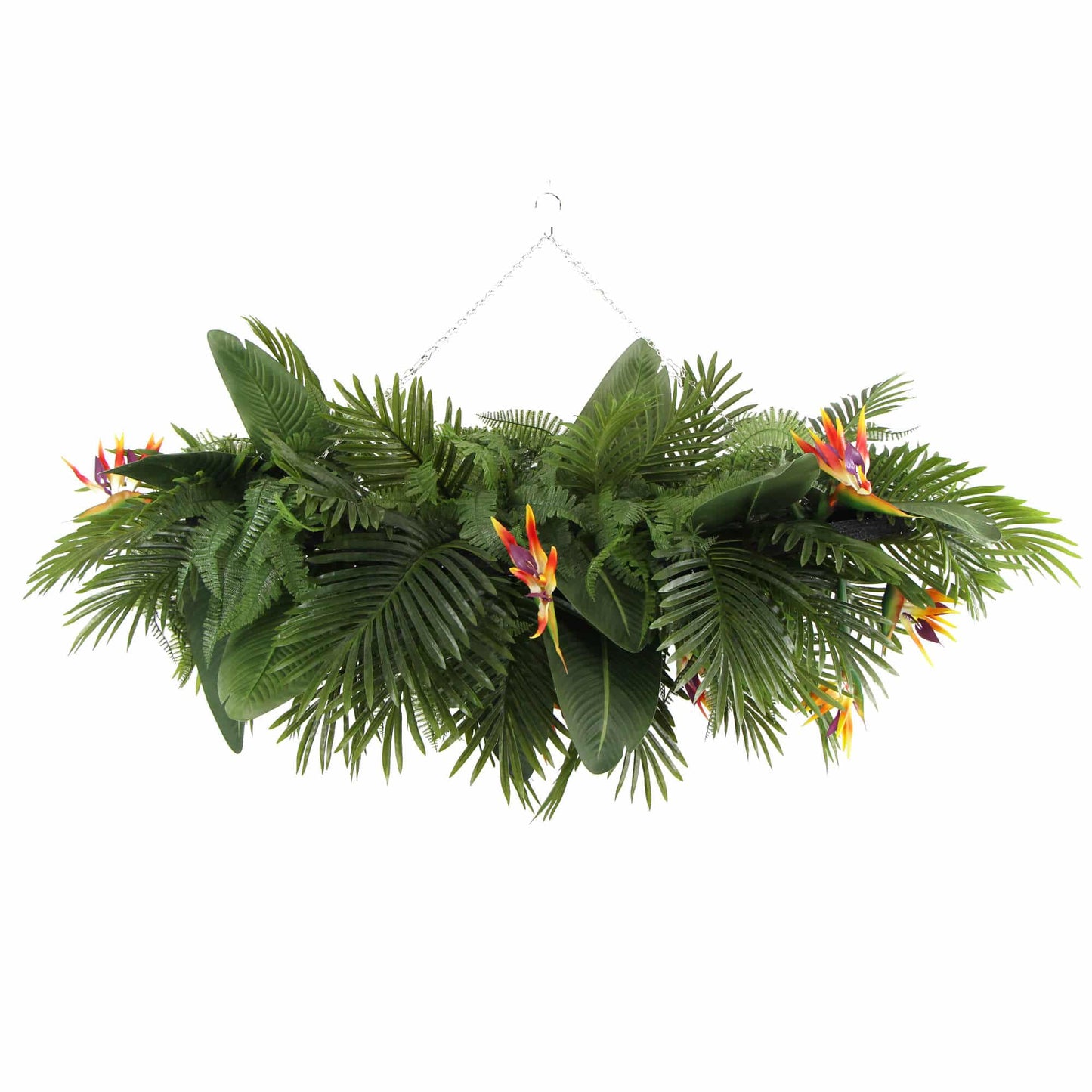 Artificial Hanging Plant Arrangement With Tropical Flowers in a Rectangular Arrangement 100cm x 30cm Mesh + Foliage - Image 4