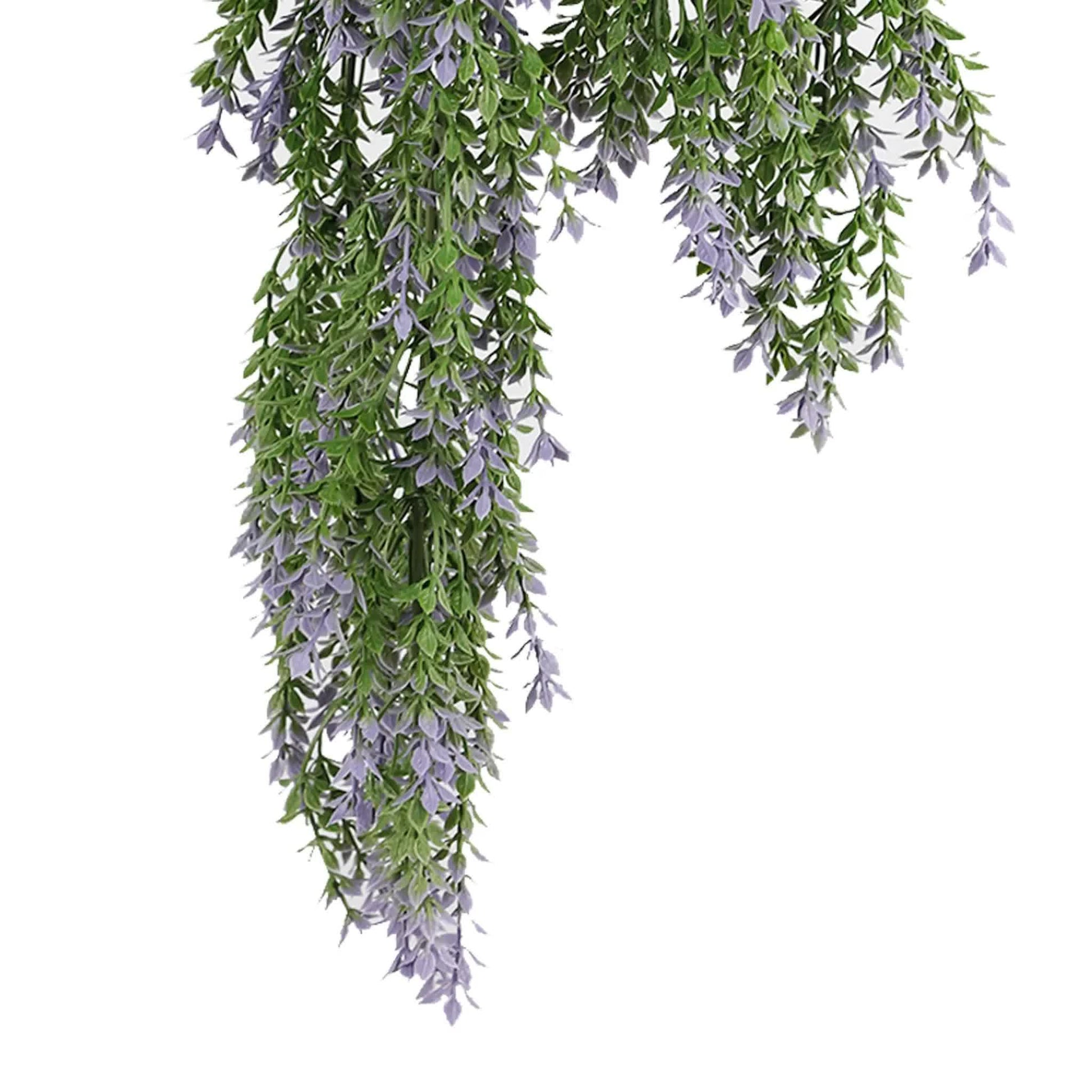Artificial Hanging Purple and Green Willow Leaf Garland Bush UV Resistant and Fire Rated 20cm x 76cm - Image 3