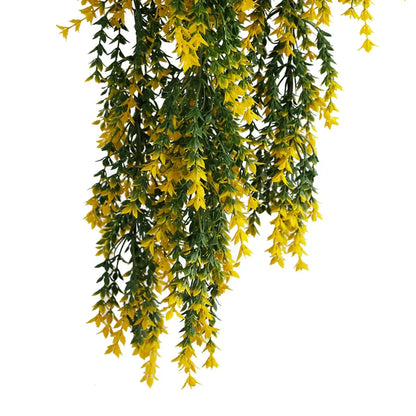 Artificial Hanging Yellow and Green Willow Leaf Garland Bush UV Resistant and Fire Rated 20cm x 76cm - Image 3