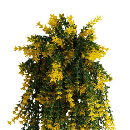 Artificial Hanging Yellow and Green Willow Leaf Garland Bush UV Resistant and Fire Rated 20cm x 76cm - Image 2