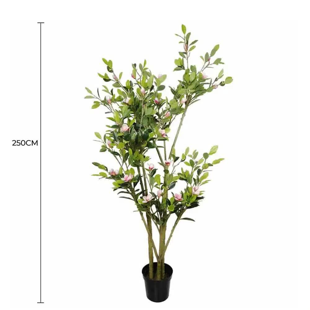 Faux Flowering Pink Magnolia Tree with Pot 250cm - Image 2