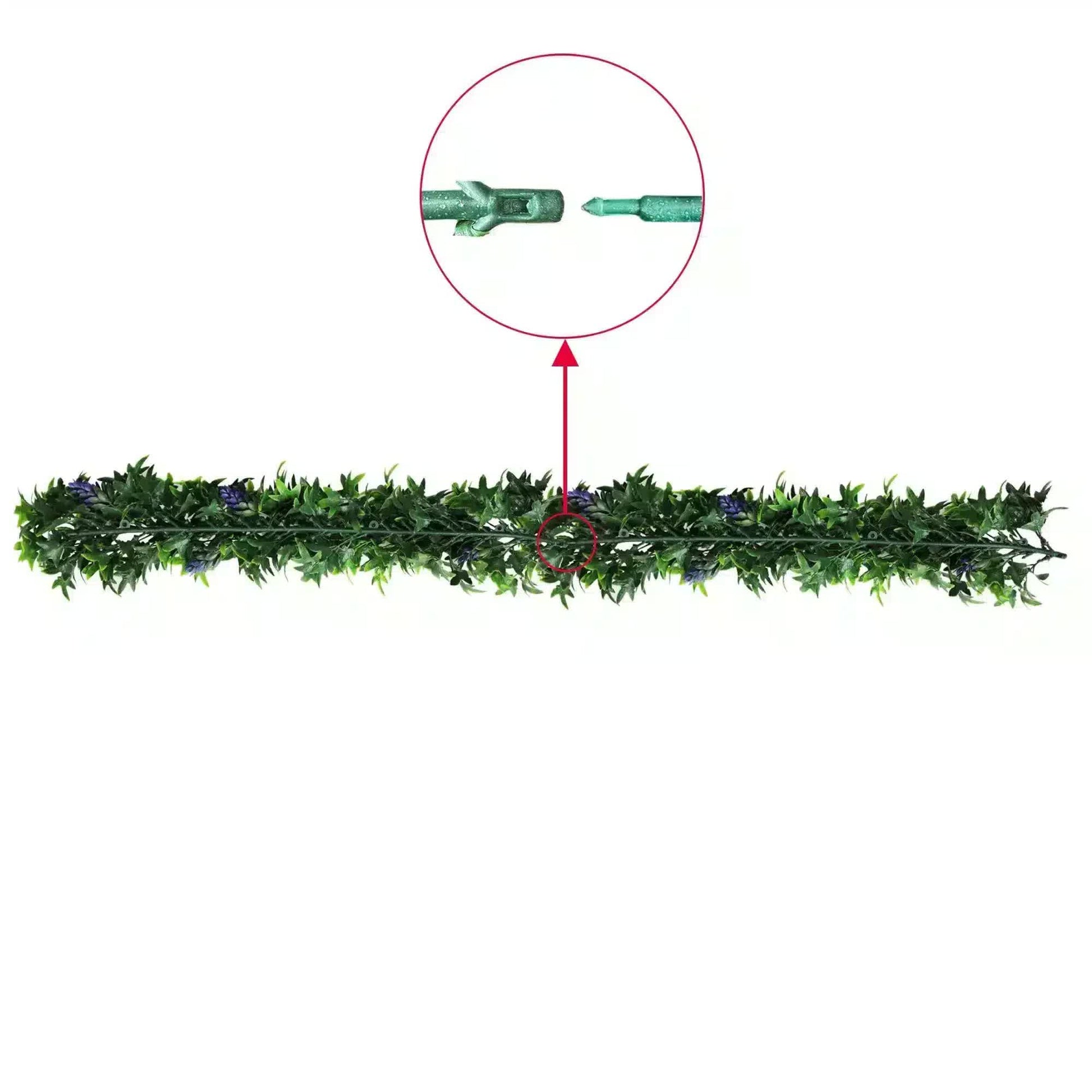 Artificial Extendable Hanging Bright Green Ivy Bush with Purple Flowers 55cm UV Resistant - Image 4