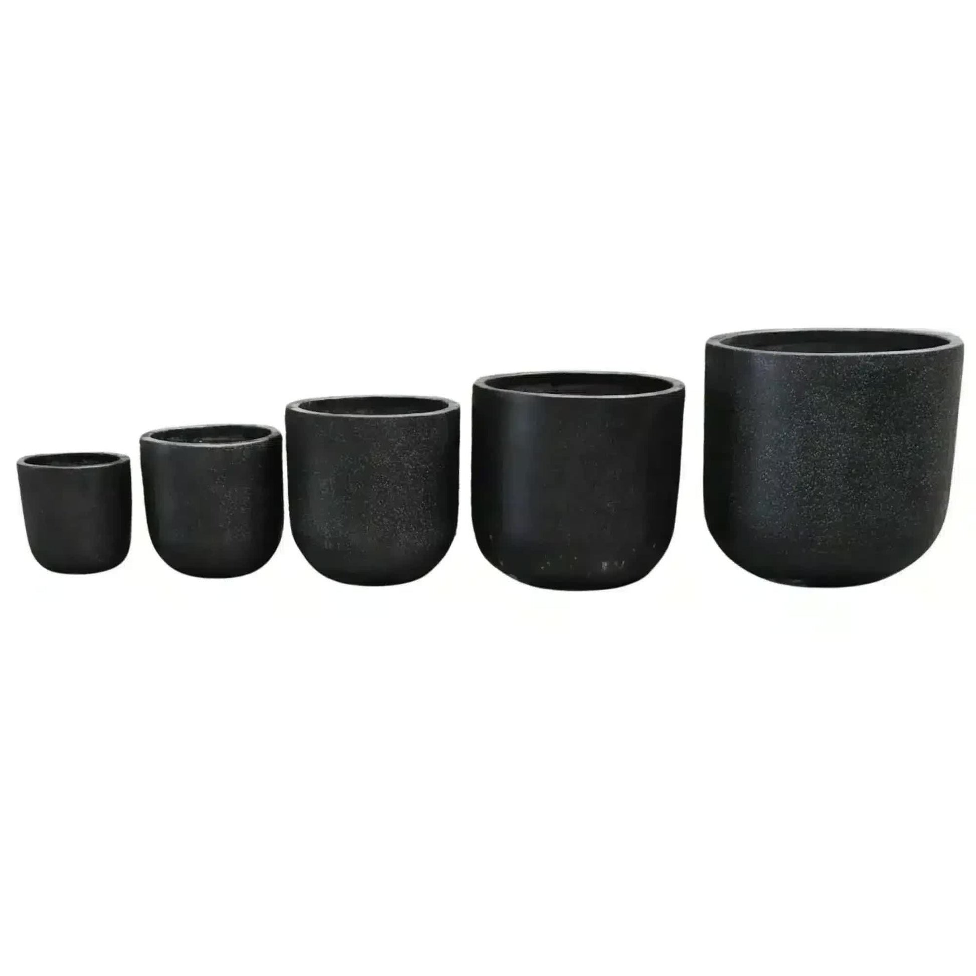 Modern Black Rounded Terrazzo Planters Set of 5 Bulk Savings - Image 2