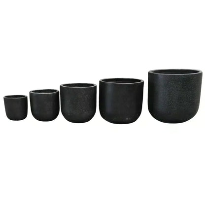 Modern Black Rounded Terrazzo Planters Set of 5 Bulk Savings - Image 2
