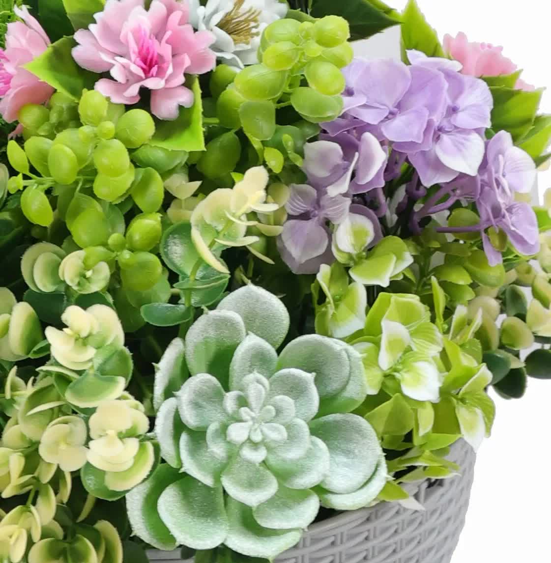 Hanging Artificial Succulent Basket 36cm UV Resistant - Image 3