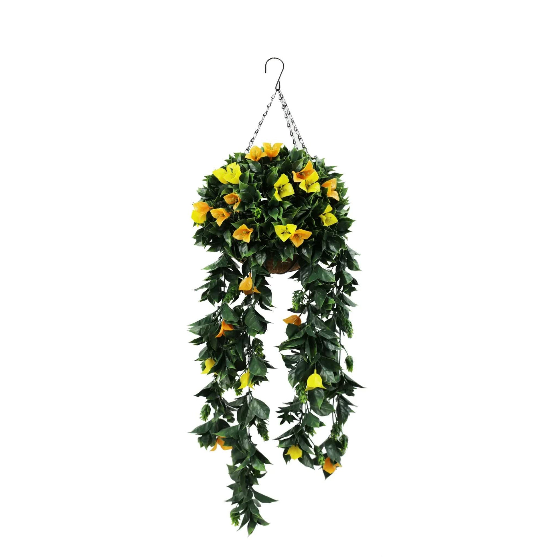 Artificial Hanging Basket Orange and Yellow Bouganvillea 30cm x 80cm Long UV Resistant - Image 5