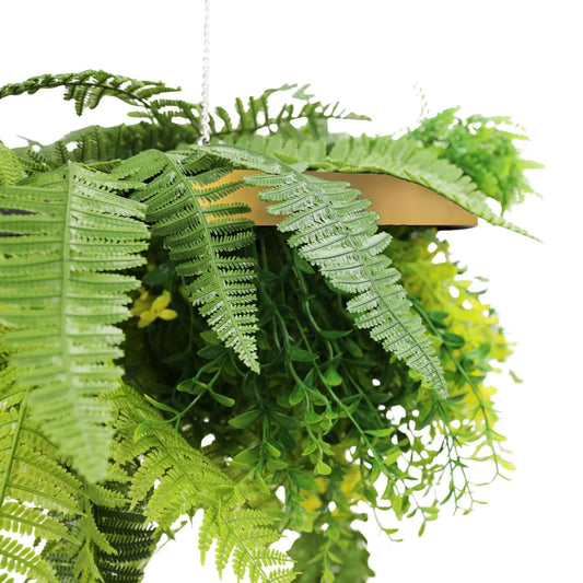 Gold Framed Roof Hanging Disc With Draping Life-Like Plants UV Resistant 40cm - Image 3