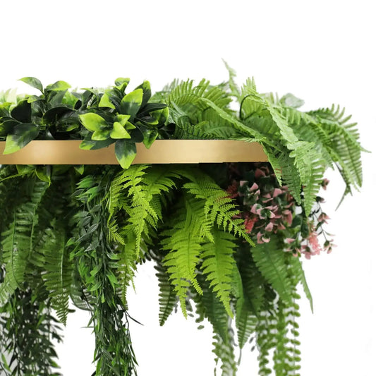 Gold Framed Roof Hanging Disc with Draping Life-Like Plants UV Resistant 60cm - Image 3