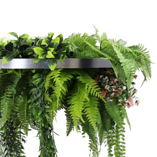 Silver Framed Roof Hanging Disc with Draping Life-Like Plants UV Resistant 60cm - Image 3