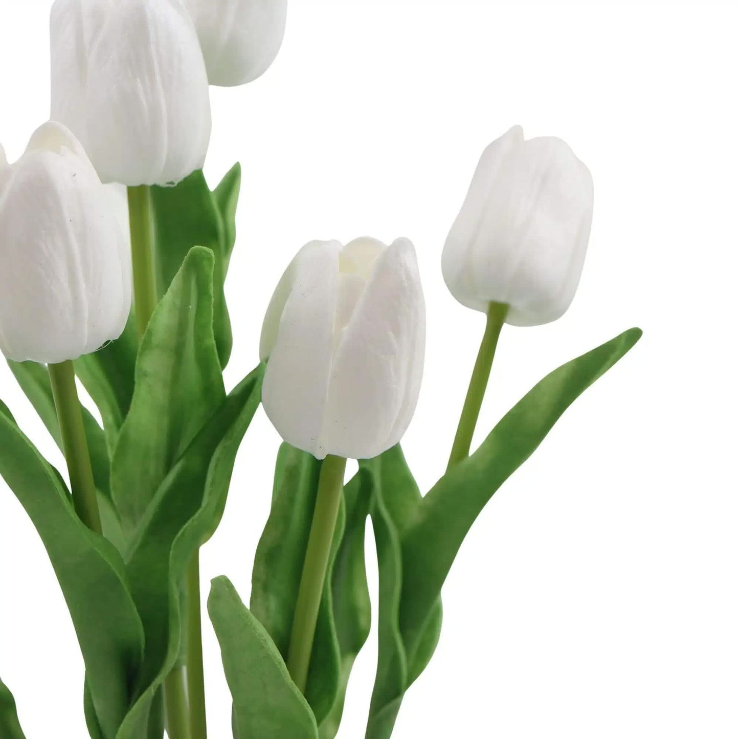 Flowering White Artificial Tulip Plant Arrangement With Ceramic Bowl 35cm - Image 3