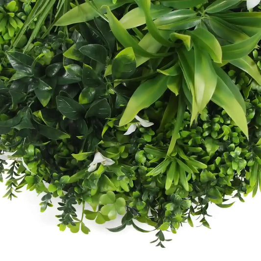 Slimline Flowering White Artificial Green Wall Disc UV Resistant 75cm (Black Frame) - Image 3