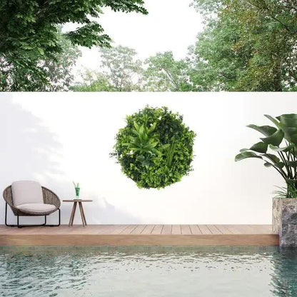 Slimline Flowering White Artificial Green Wall Disc UV Resistant 100cm (Black Frame) - Image 3