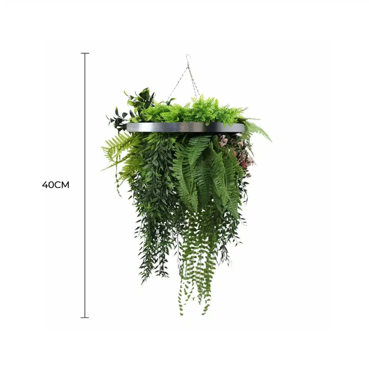 Premium Hanging Artificial Plant Arrangement with Black Frame 40cm UV Resistant - Image 2
