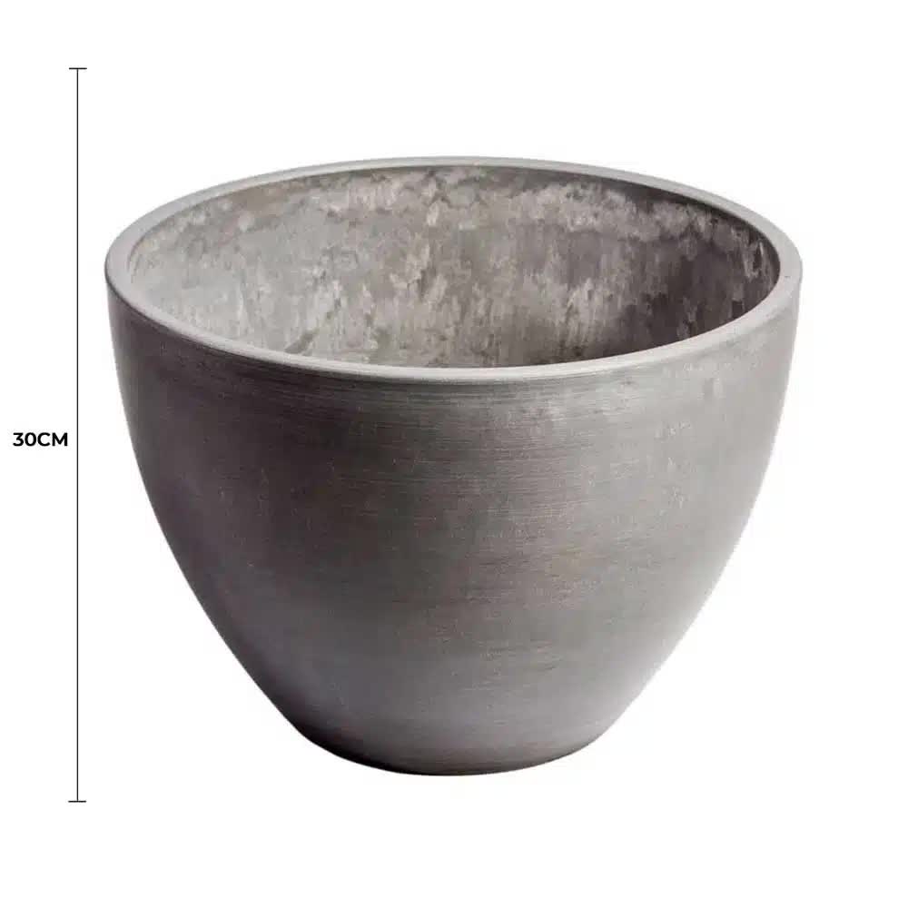 Polished Grey Planter Bowl 30cm - Image 2