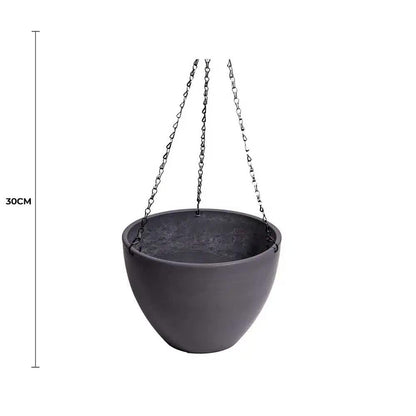 Hanging Grey Plastic Pot with Chain 30cm - Image 2