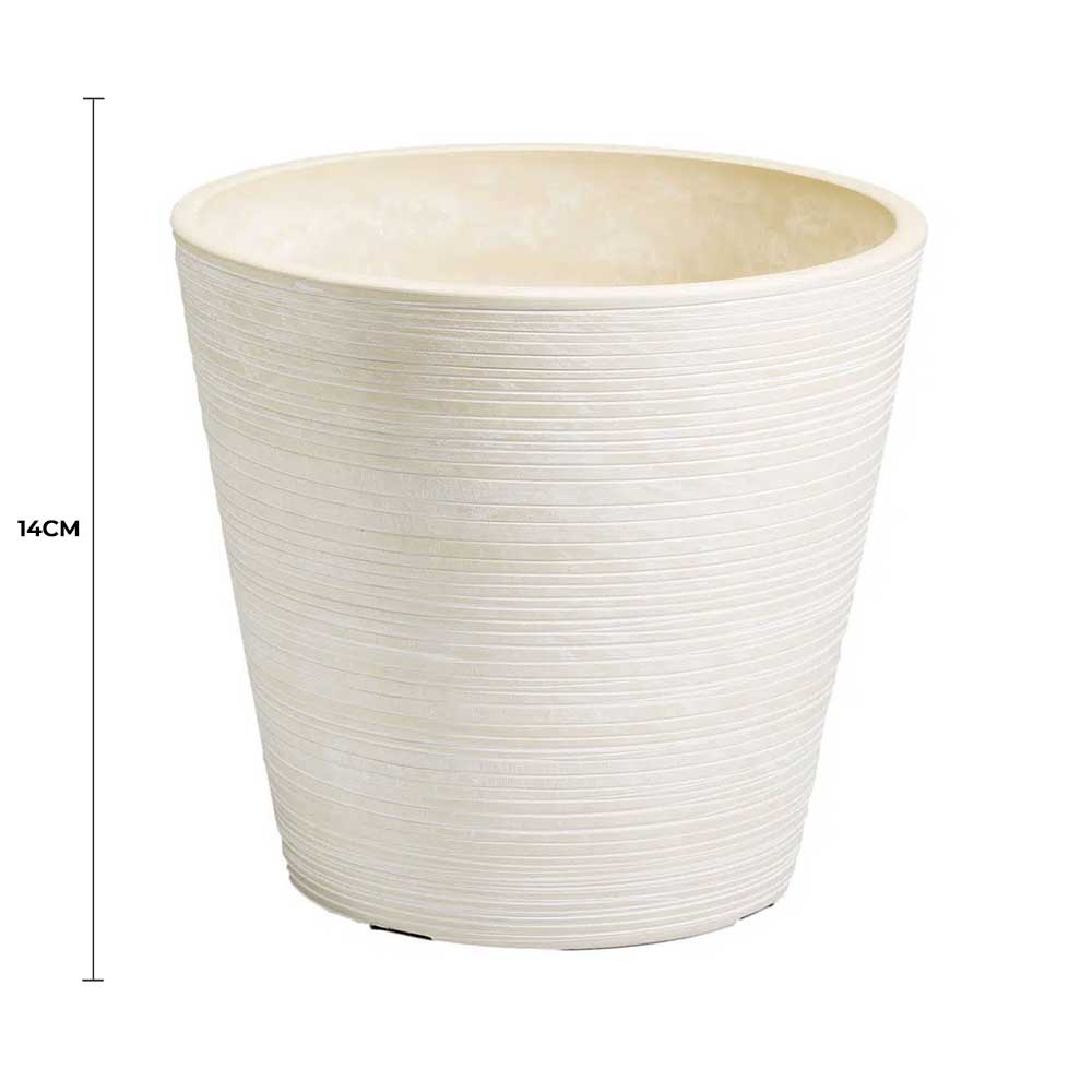 Cream and White Engraved Pot 14cm - Image 2