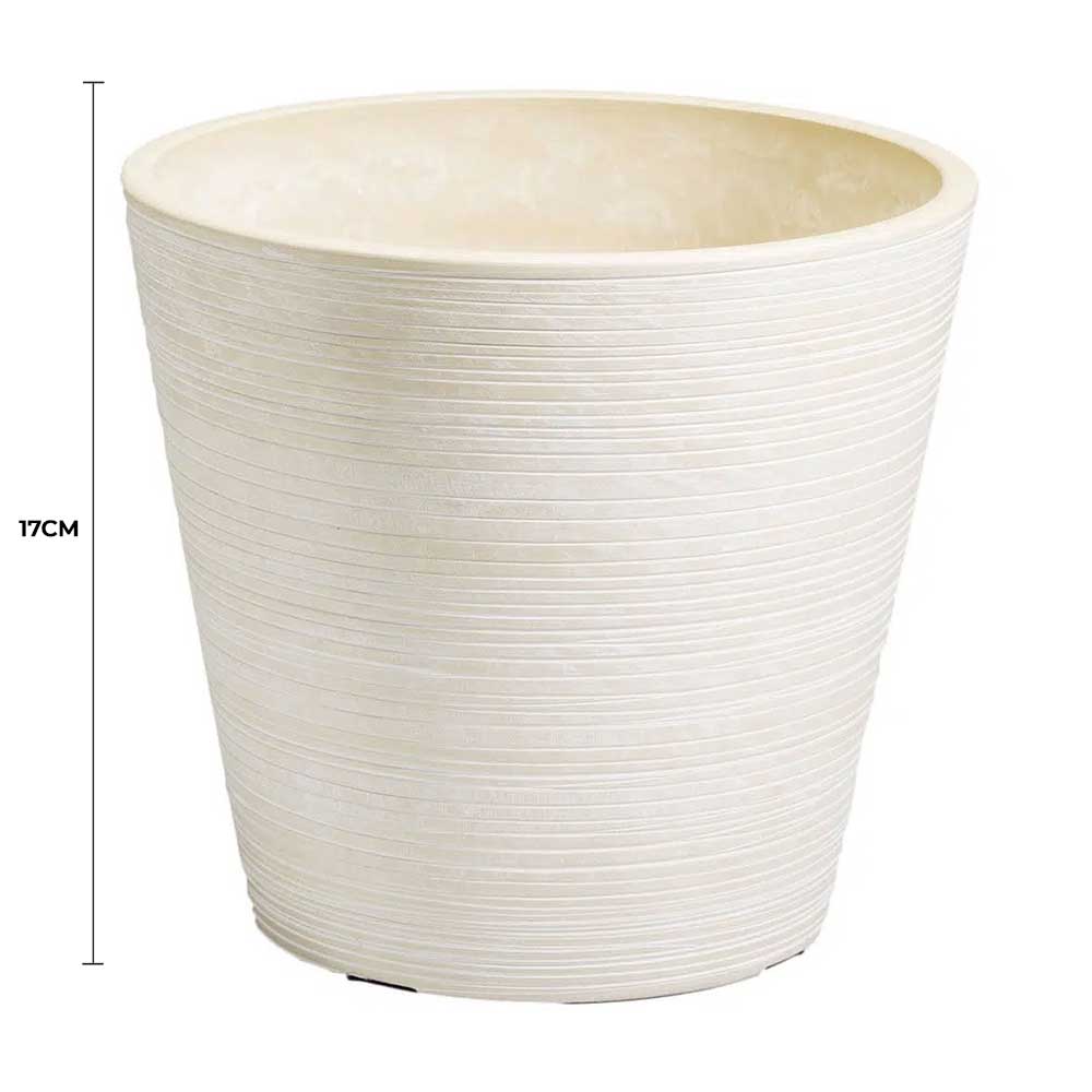 Cream and White Engraved Pot 17cm - Image 2